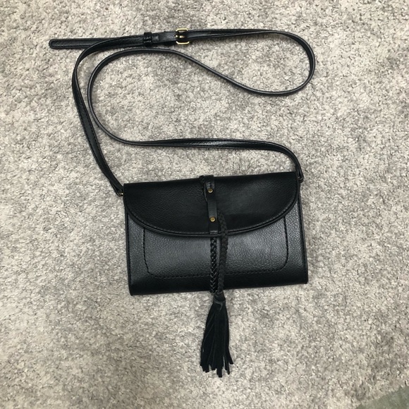 Antik Kraft Black Leather Cross Body Purse Sassy Clutch - Picture 6 of 11